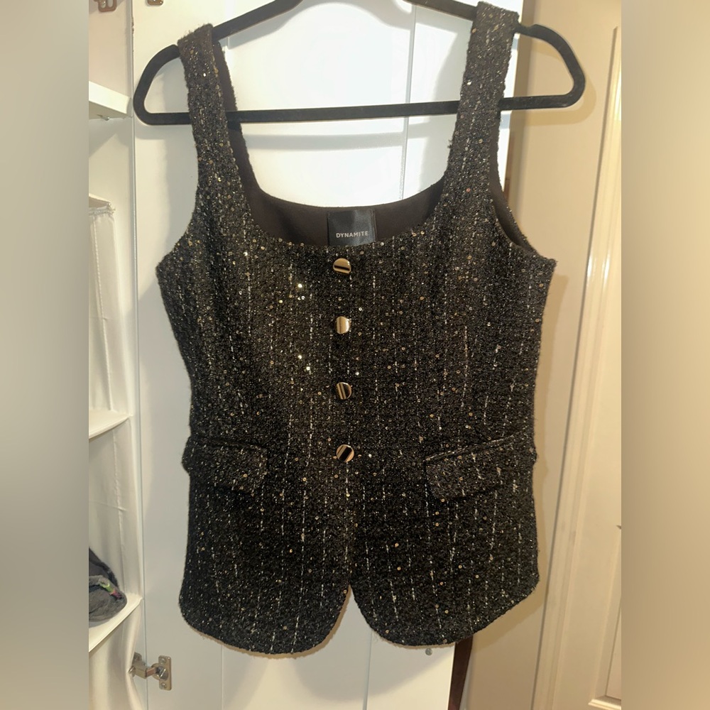 BNWT Dynamite Black Textured Sparkle Vest